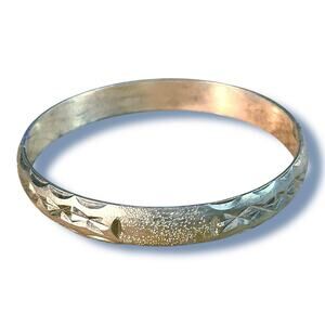Vintage Sterling Silver 925 Etched Hinged Bangle Bracelet